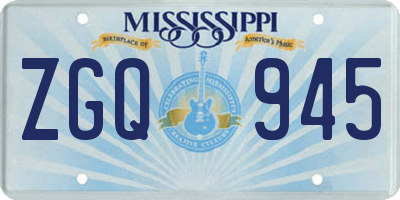 MS license plate ZGQ945