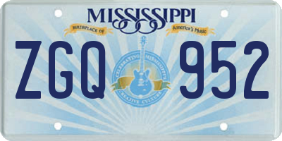 MS license plate ZGQ952