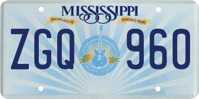 MS license plate ZGQ960