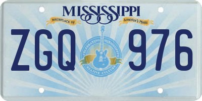 MS license plate ZGQ976