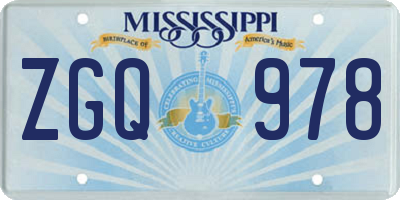 MS license plate ZGQ978