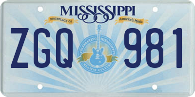 MS license plate ZGQ981