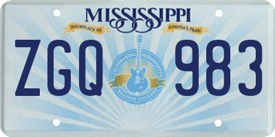 MS license plate ZGQ983