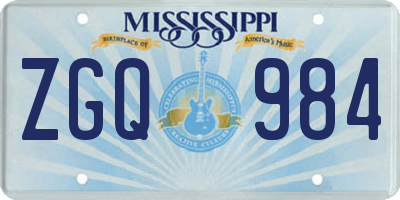 MS license plate ZGQ984
