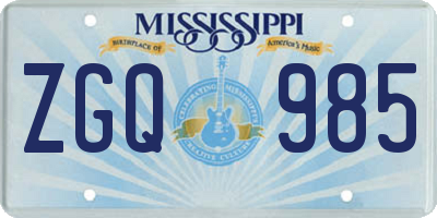 MS license plate ZGQ985