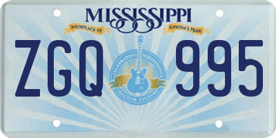 MS license plate ZGQ995