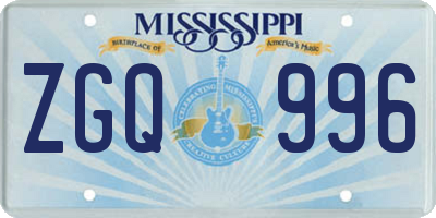 MS license plate ZGQ996