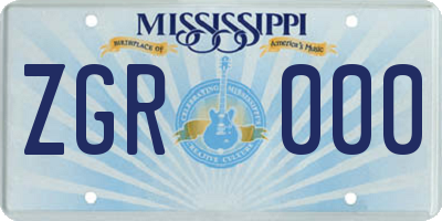 MS license plate ZGR000