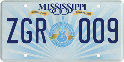 MS license plate ZGR009