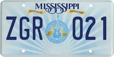 MS license plate ZGR021