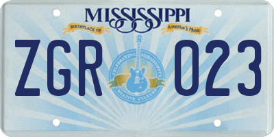 MS license plate ZGR023