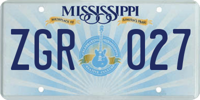 MS license plate ZGR027