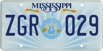MS license plate ZGR029