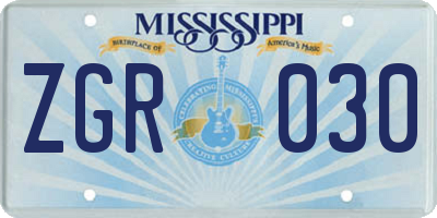 MS license plate ZGR030