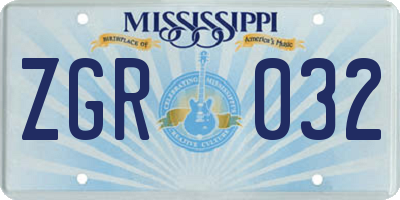 MS license plate ZGR032