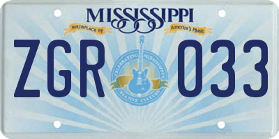 MS license plate ZGR033