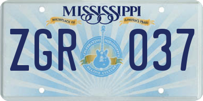 MS license plate ZGR037