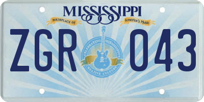 MS license plate ZGR043