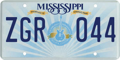 MS license plate ZGR044
