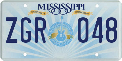MS license plate ZGR048