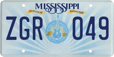 MS license plate ZGR049