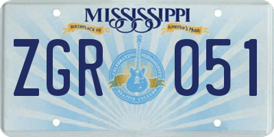 MS license plate ZGR051