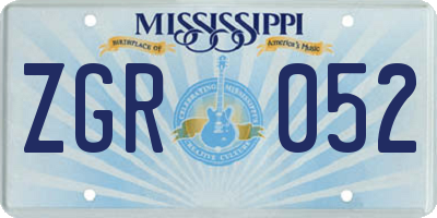 MS license plate ZGR052