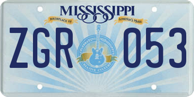 MS license plate ZGR053