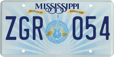 MS license plate ZGR054
