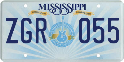 MS license plate ZGR055