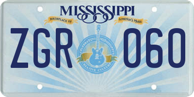 MS license plate ZGR060