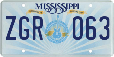 MS license plate ZGR063