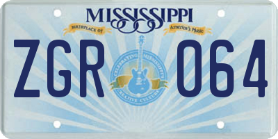 MS license plate ZGR064
