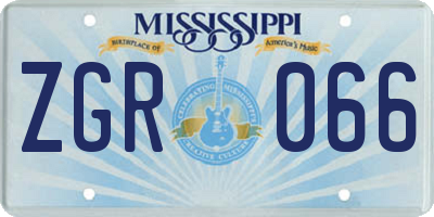 MS license plate ZGR066