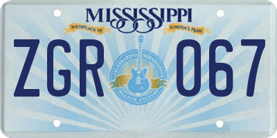 MS license plate ZGR067