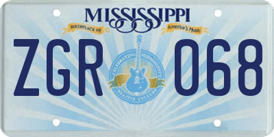 MS license plate ZGR068