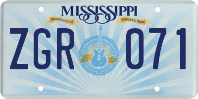 MS license plate ZGR071