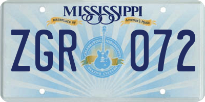 MS license plate ZGR072
