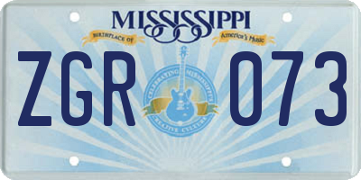 MS license plate ZGR073