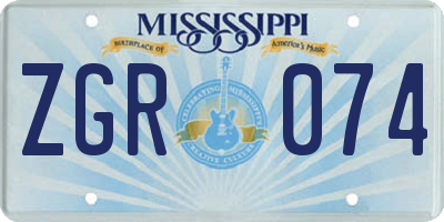 MS license plate ZGR074
