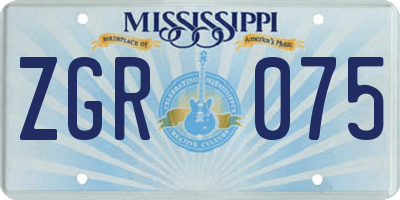 MS license plate ZGR075