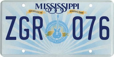 MS license plate ZGR076