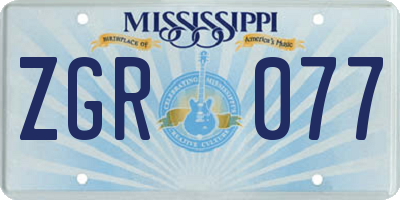 MS license plate ZGR077