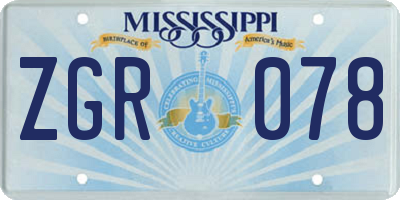 MS license plate ZGR078