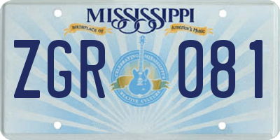 MS license plate ZGR081