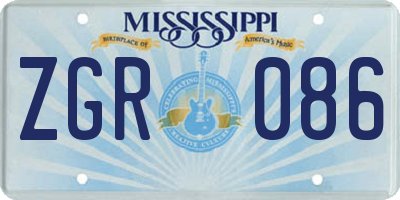 MS license plate ZGR086