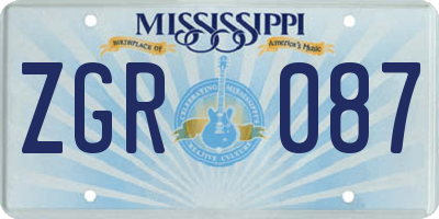 MS license plate ZGR087