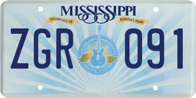 MS license plate ZGR091