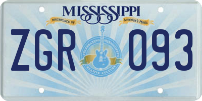 MS license plate ZGR093