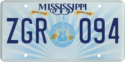 MS license plate ZGR094